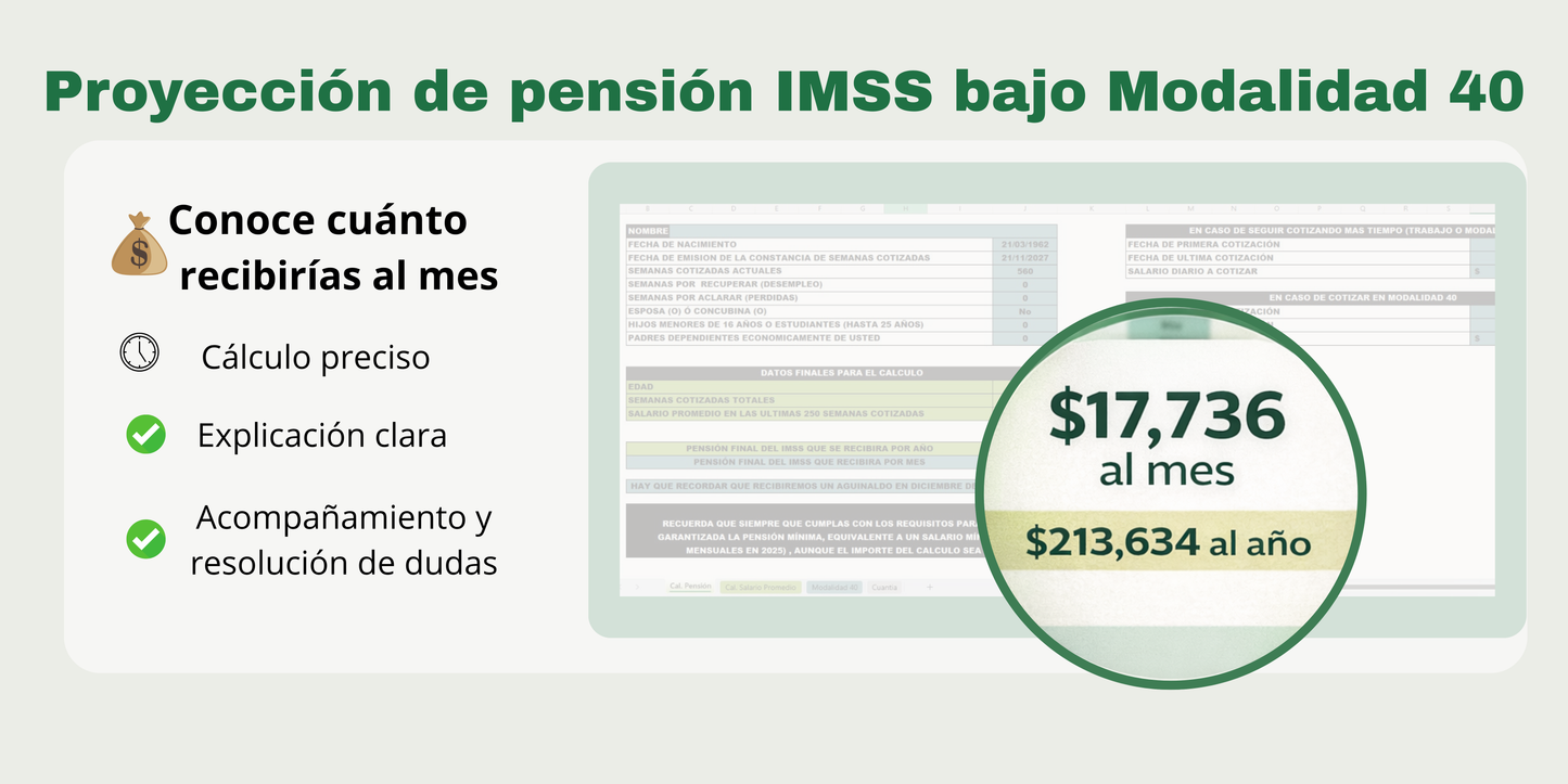 Proyección de pensión IMSS bajo modalidad 40