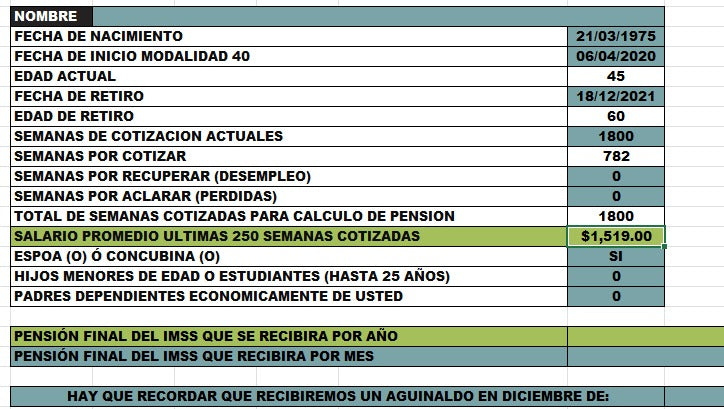 SIMULADOR DE PENSIONES IMSS LEY 73